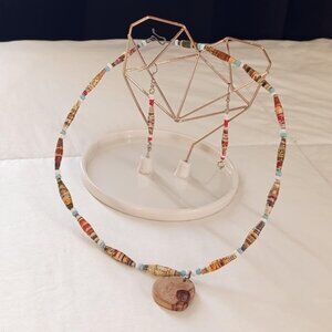 Handmade (Nalepo Maasai Women's Group) bead necklace with matching earrings